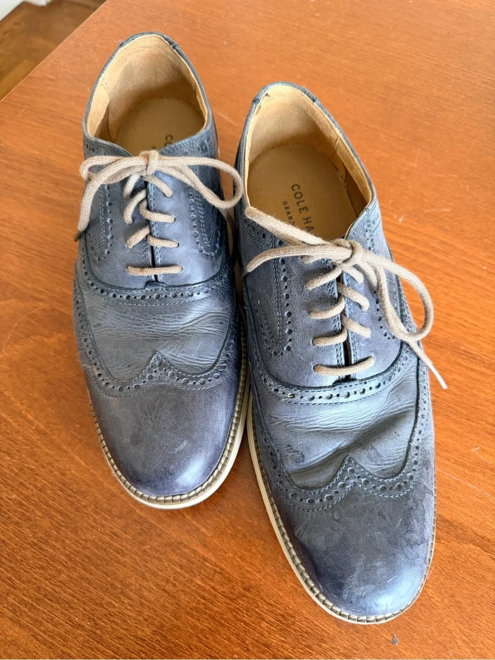 Cole Haan Gray Leather Brogue Derby Oxfords